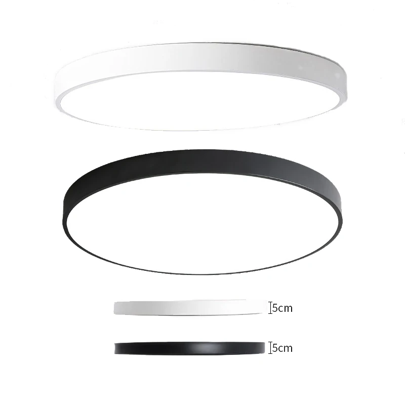 

Modern Acryl Alloy Round LED Ceiling Lamp Creative Super Thin 5cm Black/White Ceiling Light For Foyer Bedroom Restaurant Cafe