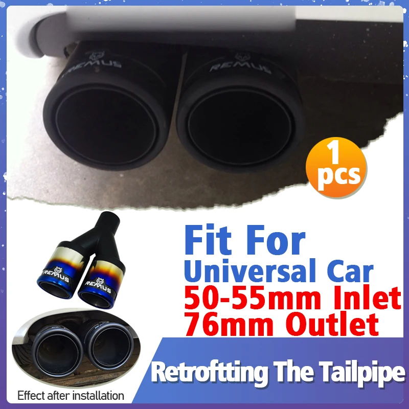 REMUS Logo Dual Outlet Exhaust Muffler Tube For Universal Car 50-55mm Inlet Tail Pipe Tipe Throat Tuning Car Accessories 1pcs
REMUS Logo Dual Outlet Exhaust Muffler Tube For Universal Car 50-55mm Inlet Tail Pipe Tipe Throat Tuning Car Accessories 1pcs