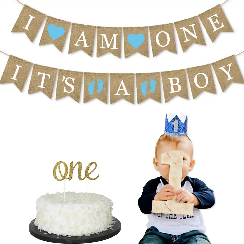 4pcs happy birthday party favors its a boy im one banner baby