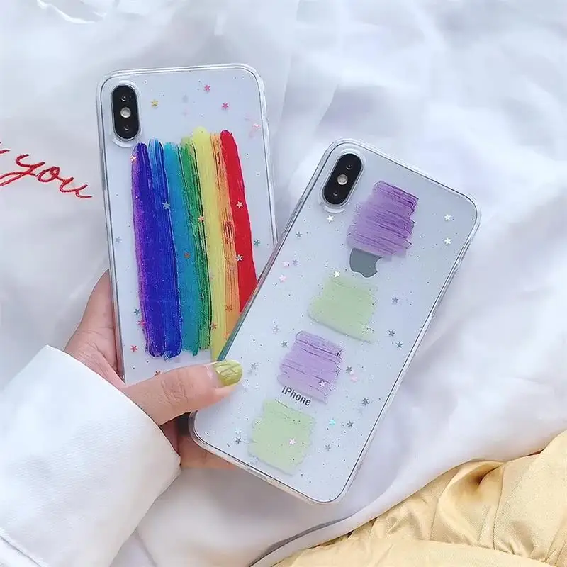 Simple Shining Soft TPU Case For iPhone XR X XS Max 6 6s 7 8 Plus Cover Luxury Rainbow Graffiti Covers Layers Shell Coque Capa
Simple Shining Soft TPU Case For iPhone XR X XS Max 6 6s 7 8 Plus Cover Luxury Rainbow Graffiti Covers Layers Shell Coque Capa