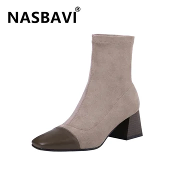 2019 European New Design Real cowhide Women Shoes square Toe Elegant Female Ankle Boots Little Heel suede Leather Booties 
2019 European New Design Real cowhide Women Shoes square Toe Elegant Female Ankle Boots Little Heel suede Leather Booties