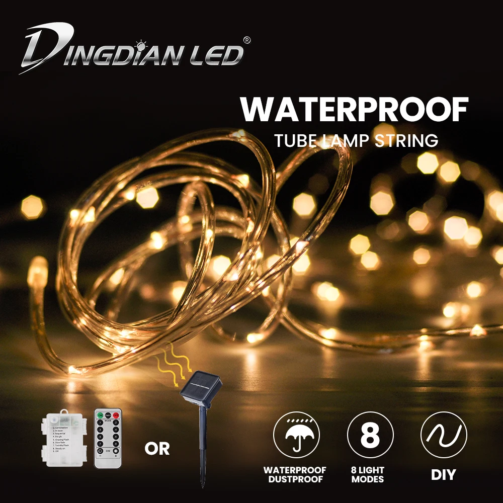 10M Tube Lamp String Solar Rechargeable/Battery Solar LED String Light DC5V 100pcs LED 8 Flashing Modes Wateroof Dustproof LED
10M Tube Lamp String Solar Rechargeable/Battery Solar LED String Light DC5V 100pcs LED 8 Flashing Modes Wateroof Dustproof LED