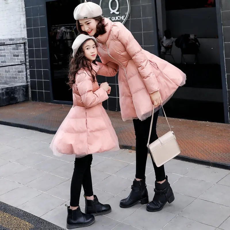 Girl Winter Jacket Korean Plus Size Parent-child Mesh Hem Down Jacket Mother and Daughter Clothes Overcoat Parkas Womens Coat
Girl Winter Jacket Korean Plus Size Parent-child Mesh Hem Down Jacket Mother and Daughter Clothes Overcoat Parkas Womens Coat