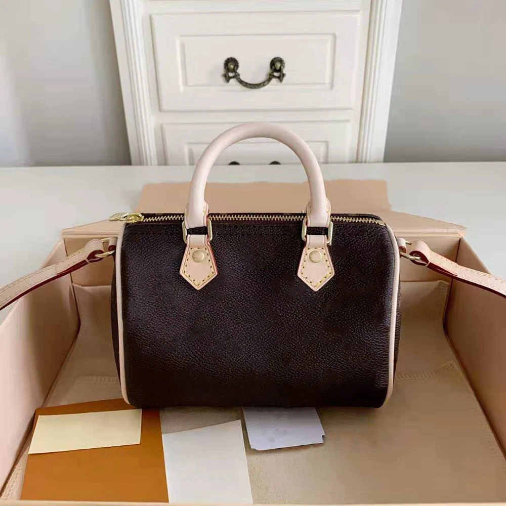 

Luxury brand nano speedy Handbag quick bags for women 2019 genuine leather quality designer round shoulder bag Monogram M61252