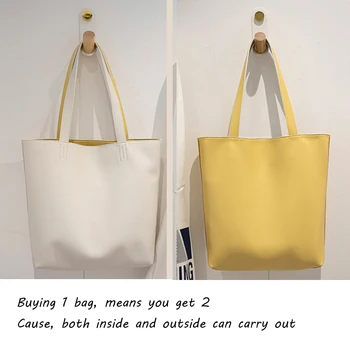 Double Side Carry Handbag Women Tote Bags Daily Shoulder Bags Female Solid Colored Large Tote High Quality Soft Bag Ladies Purse
Double Side Carry Handbag Women Tote Bags Daily Shoulder Bags Female Solid Colored Large Tote High Quality Soft Bag Ladies Purse