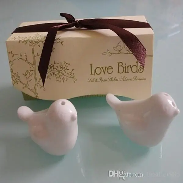 gifts love birds ceramic salt & pepper shakers caster wedding