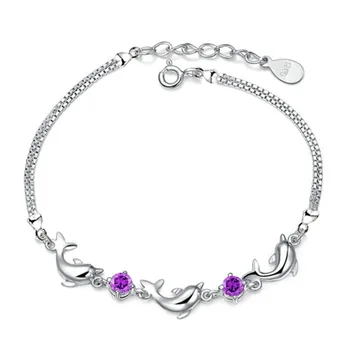 925 Sterling Silver Bracelet Baby Dolphin Purple Crystal Silver Bracelet Fashion Jewelry For Women Gift 2020
925 Sterling Silver Bracelet Baby Dolphin Purple Crystal Silver Bracelet Fashion Jewelry For Women Gift 2020