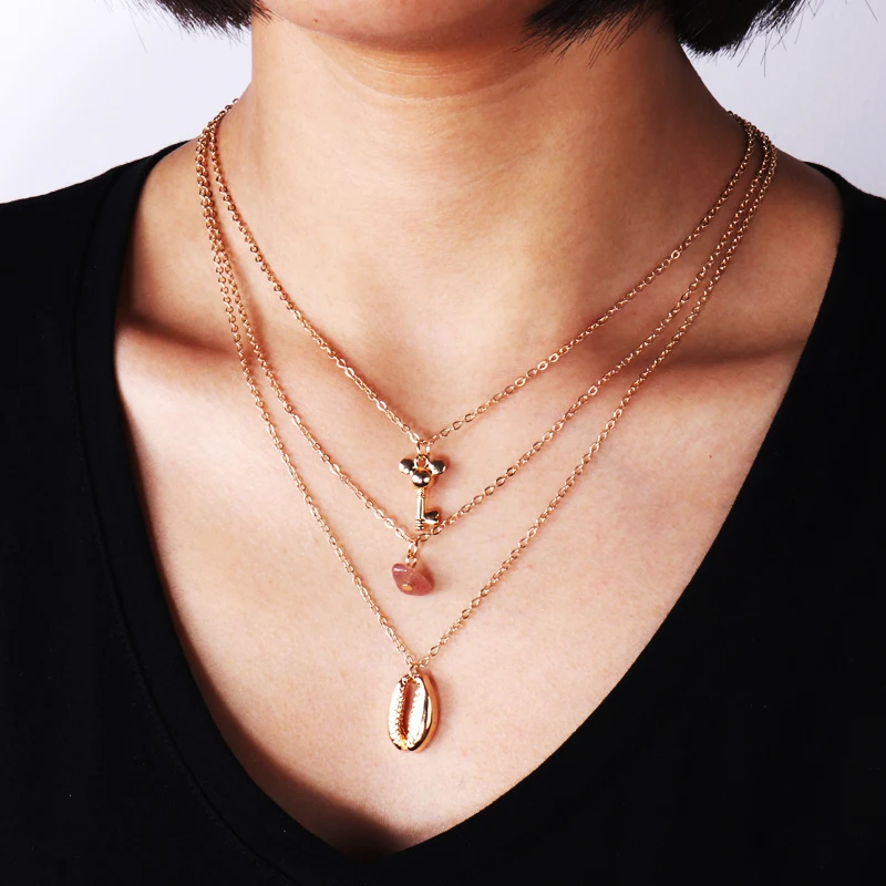 Vintage Punk Style Multi Layer Shell Key Clavicle Chain Necklaces & Pendants for Women Big Statement Choker Necklaces Accessory
Vintage Punk Style Multi Layer Shell Key Clavicle Chain Necklaces & Pendants for Women Big Statement Choker Necklaces Accessory
