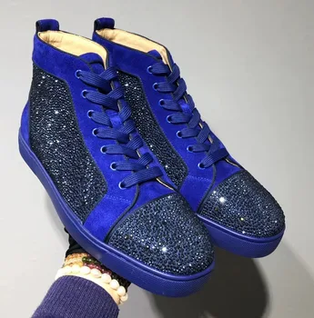 Decor Rhinestone Blue Shiny Men Casual High Top Red Bottom Shoes 2020 Men Couple Shoes Flat Bottom Luxury Designers Men Shoes 
Decor Rhinestone Blue Shiny Men Casual High Top Red Bottom Shoes 2020 Men Couple Shoes Flat Bottom Luxury Designers Men Shoes