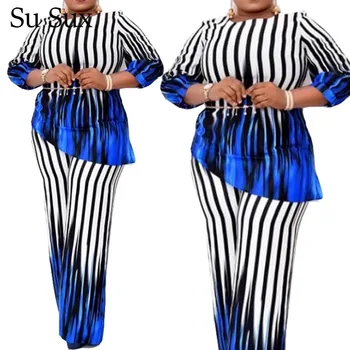 Casual Striped Two Piece Set Women O-Neck Irregular Top&Wide Leg Pants Set Suits Tracksuit Plus Size Outfits 2 Piece Set 2020
Casual Striped Two Piece Set Women O-Neck Irregular Top&Wide Leg Pants Set Suits Tracksuit Plus Size Outfits 2 Piece Set 2020