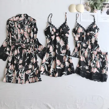 Sexy 5PCS Nighty&Robe Set Intimate Lingerie Women Satin Sleepwear Nightdress Silky Lace Patchwork Kimono Bathrobe Gown Pajamas 
Sexy 5PCS Nighty&Robe Set Intimate Lingerie Women Satin Sleepwear Nightdress Silky Lace Patchwork Kimono Bathrobe Gown Pajamas