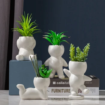 Nordic Style Ceramic Flowerpot with Artificial Plant Kawaii Character Shaped Vase Home Balcony Bonsai Pot Decorations
Nordic Style Ceramic Flowerpot with Artificial Plant Kawaii Character Shaped Vase Home Balcony Bonsai Pot Decorations