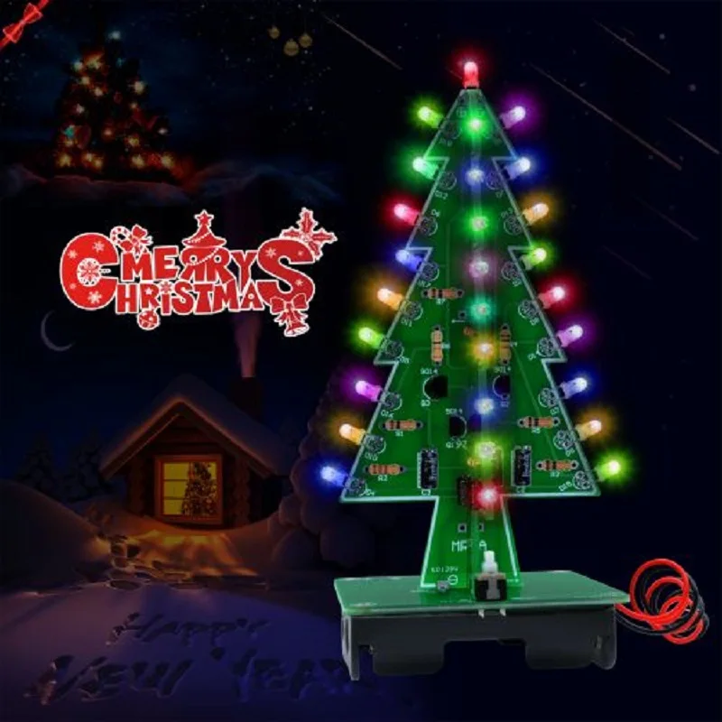 Three-Dimensional 3D Christmas Tree LED DIY Kit 7 Colors Red/Green/Yellow LED Flash Circuit Kit Electronic Suite Holiday Decor
Three-Dimensional 3D Christmas Tree LED DIY Kit 7 Colors Red/Green/Yellow LED Flash Circuit Kit Electronic Suite Holiday Decor