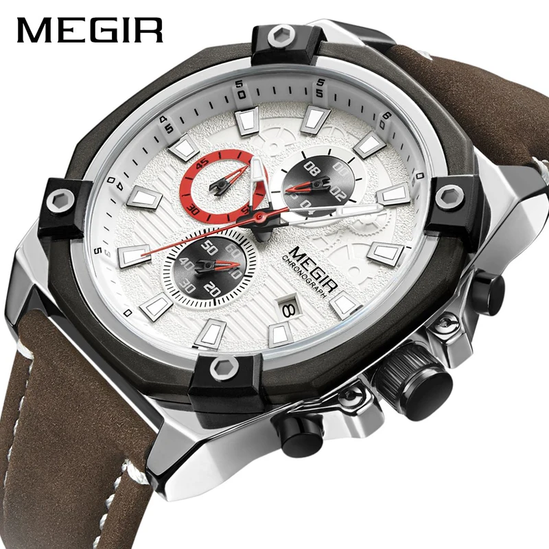 Часы MEGIR мужские водонепроницаемые брендовые Роскошные спортивные армейские в