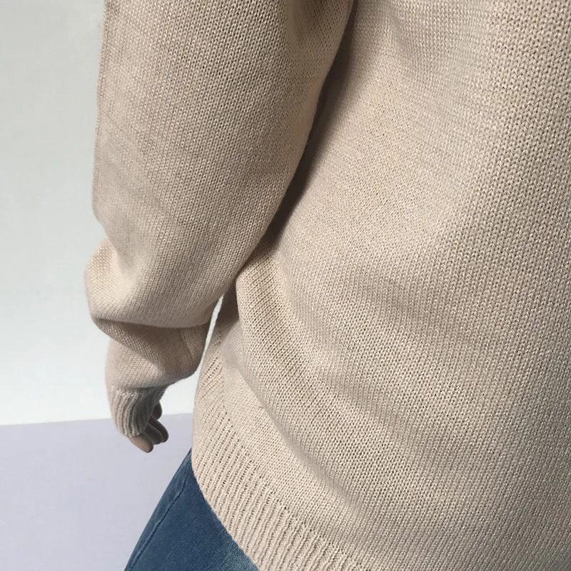 Loose women jumper spring autumn oversized knitted women sweaters and pullovers thin black long sleeve ladies sweater DR2250 (3)