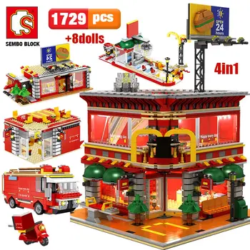 SEMBO 1729pcs City Street View 4 In 1 LED Restaurant Architecture House Car Truck Model Building Blocks Toys For Kid 
SEMBO 1729pcs City Street View 4 In 1 LED Restaurant Architecture House Car Truck Model Building Blocks Toys For Kid
