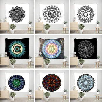 

India Mandala Tapestry Wall Hanging Macrame Wall Cloth Tapestries Psychedelic Hippie Night Sky Moon Tapestry Mandala Wall Carpet