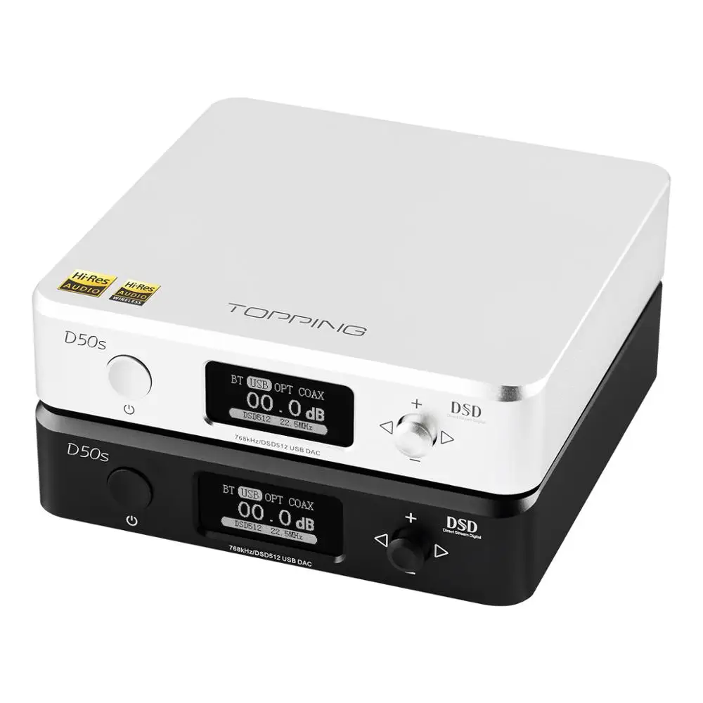 TOPPING D50S CSR8675 Bluetooth 5.0 ES9038Q2M AUDIO Decoding USB DAC XMOS XU208 DSD512 32Bit / 768Khz OPA1612 USB/OPT/COAX input
TOPPING D50S CSR8675 Bluetooth 5.0 ES9038Q2M AUDIO Decoding USB DAC XMOS XU208 DSD512 32Bit / 768Khz OPA1612 USB/OPT/COAX input