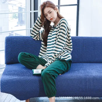 2020 new cotton pajamas women's long-sleeved two-piece suit loose breathable stretch can be worn out suit home service pyjama
2020 new cotton pajamas women's long-sleeved two-piece suit loose breathable stretch can be worn out suit home service pyjama