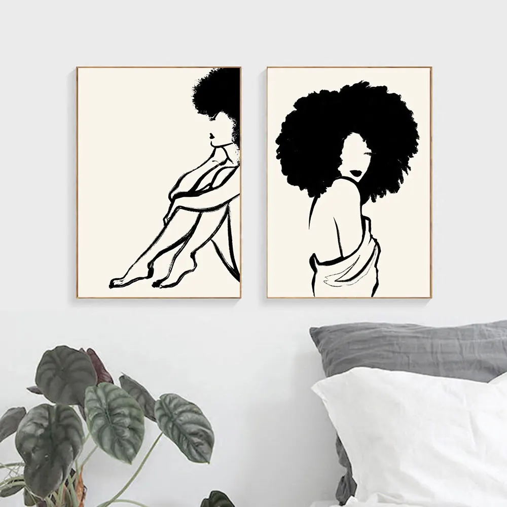 Nude Line Art Print Wall Art Black Woman Female Figure Minimalist Drawing Woman With Afro Feminist Natural Hair Canvas Painting 5 Nude Line Art Print Wall Art Black Woman Female Figure Minimalist Drawing Woman With Afro Feminist Natural Hair Canvas Painting