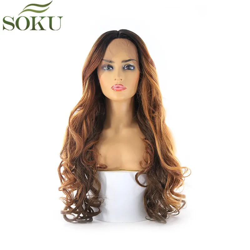 SOKU Synthetic Lace Front Wigs For Black Women Middle Part Ombre Brown Lace Wigs With Dark Roots Curl Long Wigs
SOKU Synthetic Lace Front Wigs For Black Women Middle Part Ombre Brown Lace Wigs With Dark Roots Curl Long Wigs
