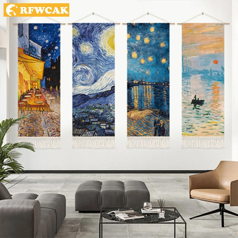 Van Gogh's oil painting tapestry modern background wall hanging cloth mural bedside decoration hanging painting rice box
Van Gogh's oil painting tapestry modern background wall hanging cloth mural bedside decoration hanging painting rice box