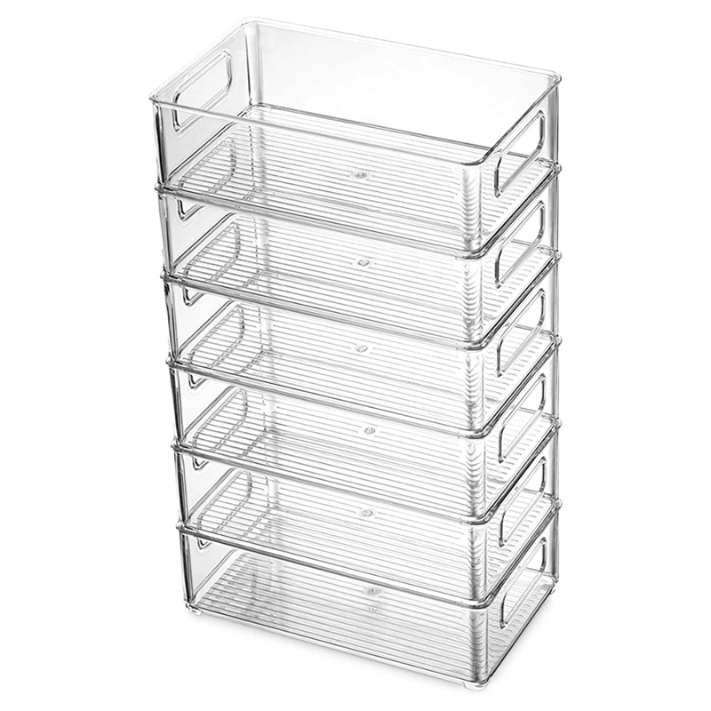 6Pcs Refrigerator Organizer Bins Stackable Fridge Organizers with Cutout Handles Clear Plastic Pantry Food Storage Rack
6Pcs Refrigerator Organizer Bins Stackable Fridge Organizers with Cutout Handles Clear Plastic Pantry Food Storage Rack