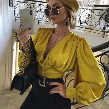 2020 New Fashion Yellow Top Long Sleeve Button V neck Sexy Women Summer Bodycon Short Clubwear Party Good Qaulity Daopshipping
2020 New Fashion Yellow Top Long Sleeve Button V neck Sexy Women Summer Bodycon Short Clubwear Party Good Qaulity Daopshipping