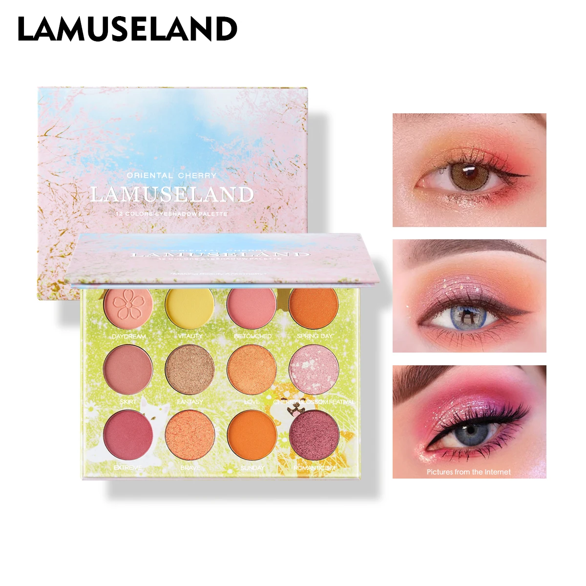 

LAMUSELAND Oriental Cherry 12 Colors Eye Shadow Palette Matte Shiny High Quality Eyeshadow Makeup Cosmetic 4.4g #LA5003