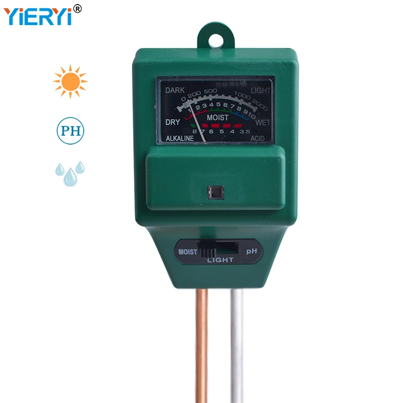 

3 in 1 Soil PH Moisture Sunlight Meter Humidity Tester Measuring Hydroponics Acidity Sensor Detector Hygrometer for Garden Plant