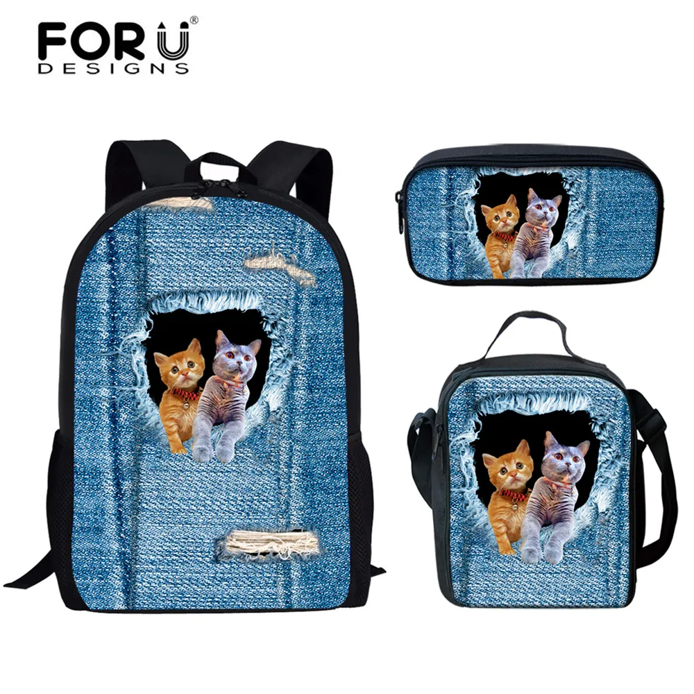 FORUDESIGNS Cowboy Cat Cute Kids School Bags Casual Jeans Style Canvas Backpack Set for Teen Girls Boys Schoolbags Mochila 2020
FORUDESIGNS Cowboy Cat Cute Kids School Bags Casual Jeans Style Canvas Backpack Set for Teen Girls Boys Schoolbags Mochila 2020