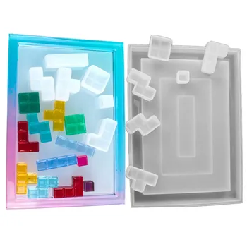 Russian Tetris Silicone Molds DIY Handcraft Resin Casting Molds For Home Decor Game play UV Epoxy Resin Tray Coaster Mold Kit