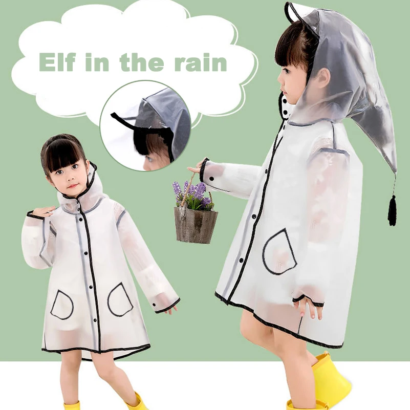 

2019 Transparent Waterproof Children's Raincoat EVA Rain Coat Girls Windproof Poncho Kindergarten Kids Baby Rainwear Rainsuit