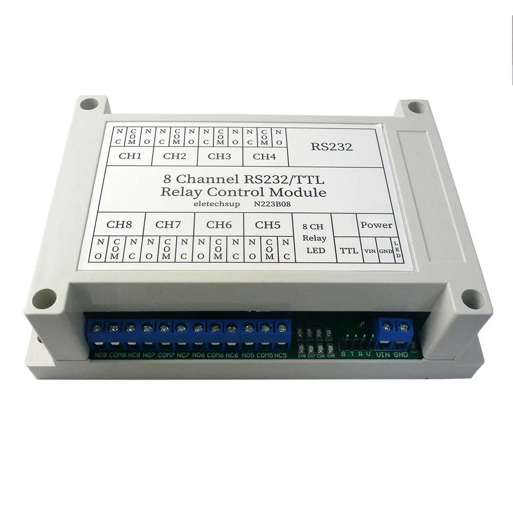 

TTL232/2 IN 1 RS232 12VDC 8ch PC UART Relay DB9 Serial Port Switch for PLC Camera Industrial Control System