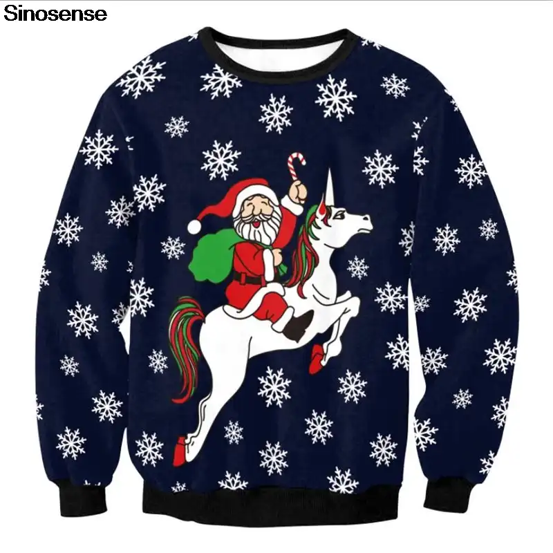 mens womens santa unicorn ugly christmas sweater pullover xmas