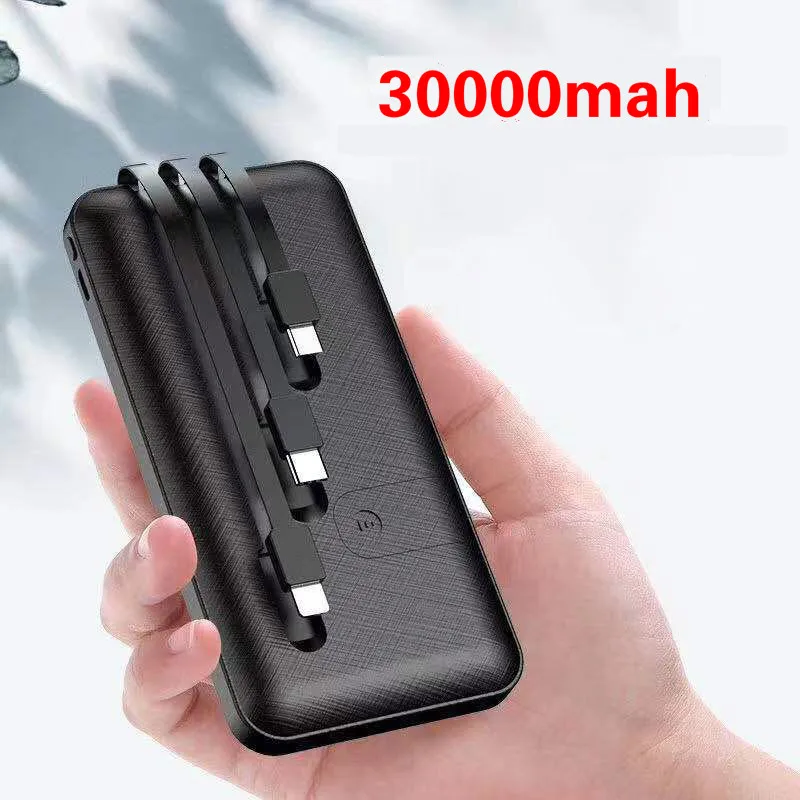 30000mAh Portable Power Bank Fast Charger Powerbank Built in 3 Cables External Battery Charger For iPhone Xiaomi Mi Poverbank
30000mAh Portable Power Bank Fast Charger Powerbank Built in 3 Cables External Battery Charger For iPhone Xiaomi Mi Poverbank