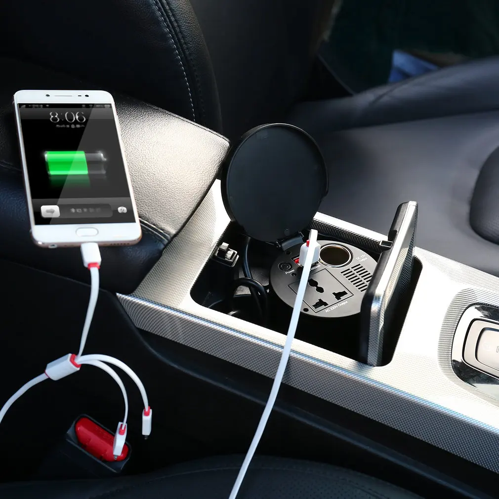 UK Plug 150WCar Power Inverter Cup Holder with AC Outlets 4.8A Dual USB Charging Ports Car Adapter Car Cigarette Lighter Socket
UK Plug 150WCar Power Inverter Cup Holder with AC Outlets 4.8A Dual USB Charging Ports Car Adapter Car Cigarette Lighter Socket