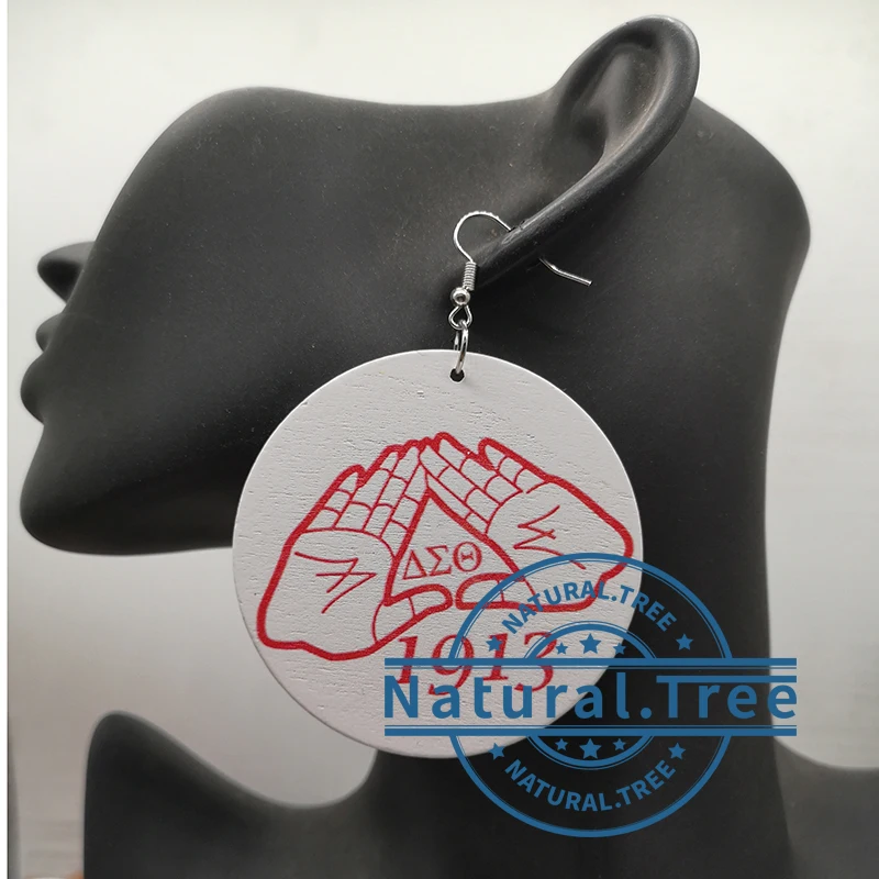 Фото Free Shipping!!Delta Sigma Theta wooden earrings | Украшения и аксессуары