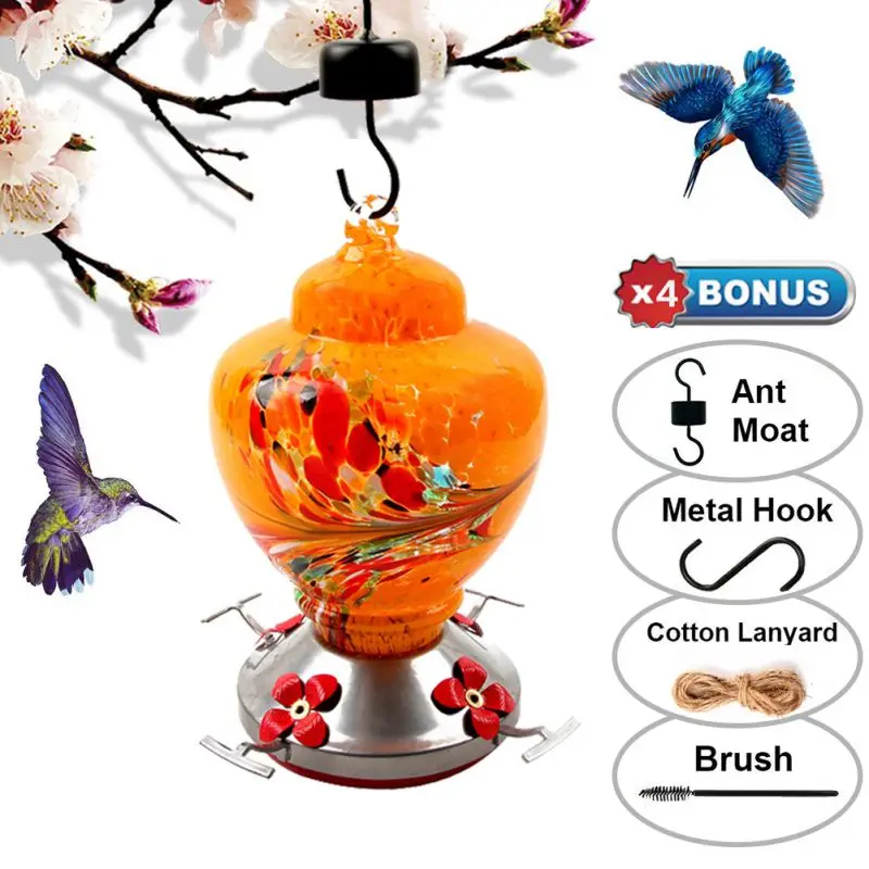 Hummingbird Feeders Handmade Stained Glass Decorations With Perching Frame Include Hanging Ropes And Container Hooks
Hummingbird Feeders Handmade Stained Glass Decorations With Perching Frame Include Hanging Ropes And Container Hooks