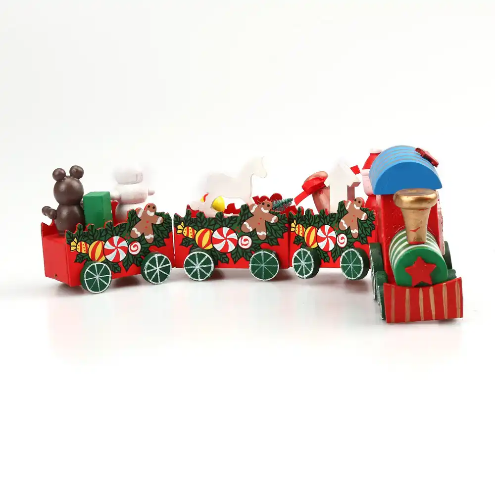 wood christmas decoration for home with santa xmas kid toys gift