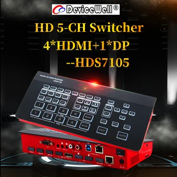 DeviceWell HDS7105 Super Mini Switcher 4 HDMI + 1 DP inputs Video Switcher for New Media Live Youtube Broadcasts Ins TV
DeviceWell HDS7105 Super Mini Switcher 4 HDMI + 1 DP inputs Video Switcher for New Media Live Youtube Broadcasts Ins TV