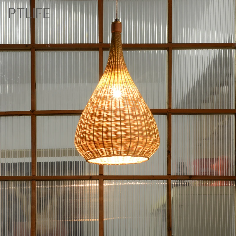 

original design Bamboo and wooden chandelier bedroom Hotel/club/tea house/inn/restaurant pendant lamp Hand-knitted light