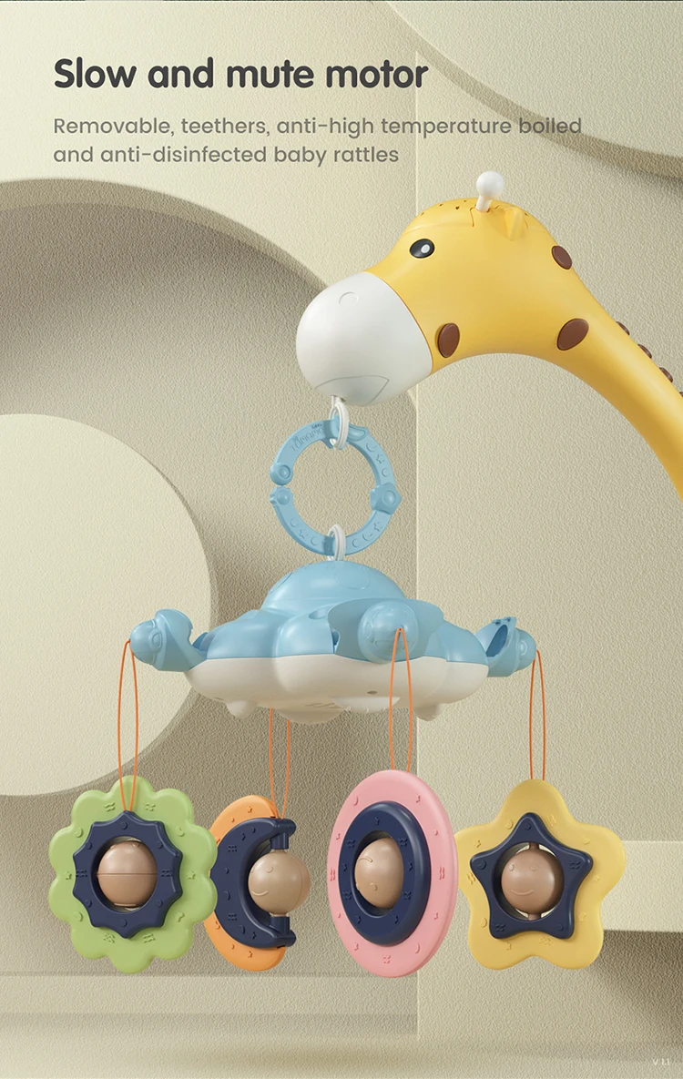 Baby Rattles Crib Mobiles Toy Holder Rotating 360°flexible Rotation Mobile Newborn's Crib Musical Box Projection Infant Baby Toy