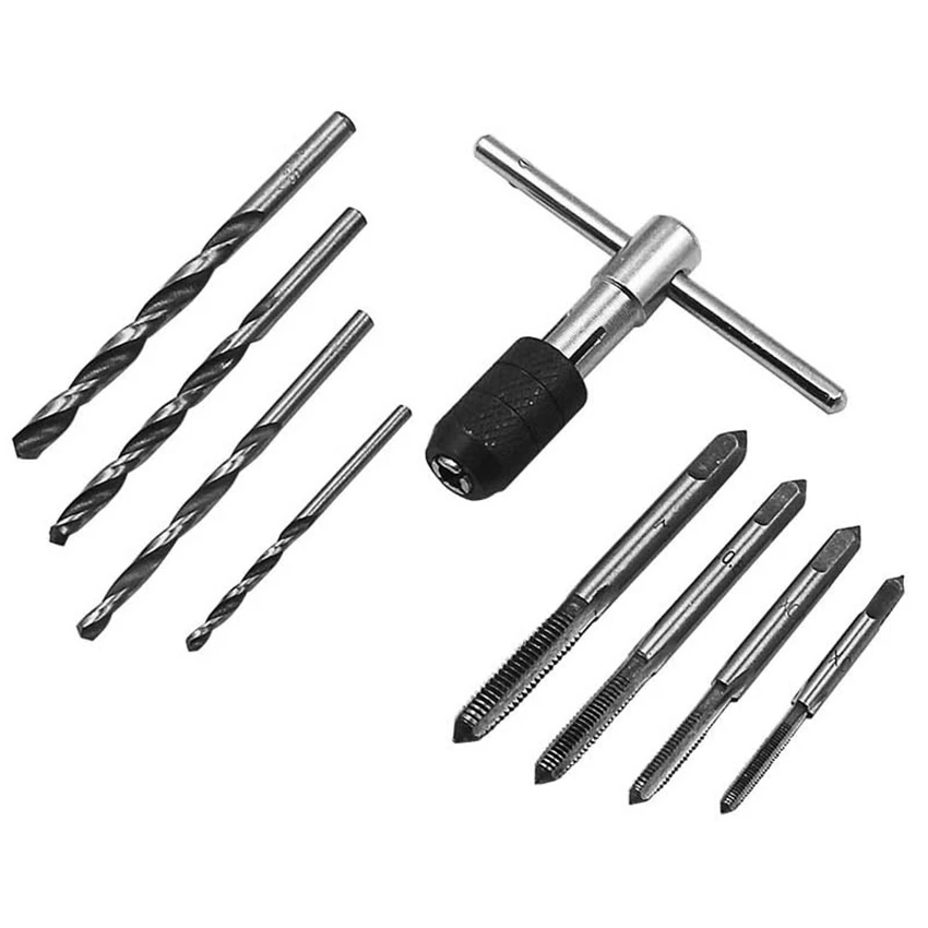 1 set Tap and Die Kit M3-M6 T-shape Winch Handle Alloy Steel Hand Tools Metric 2.5/3.5/4.2/5.2MM Twist Drill Combination Parts
1 set Tap and Die Kit M3-M6 T-shape Winch Handle Alloy Steel Hand Tools Metric 2.5/3.5/4.2/5.2MM Twist Drill Combination Parts