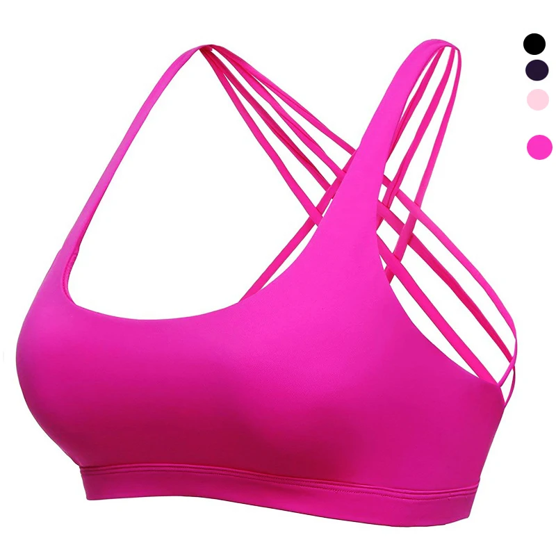 

Sexy Sports Bra Women Strappy Yoga Bras Padded Fitness Running Gym Shirt Push Up Brassiere Cross Back Sports Top Crop Sportswear