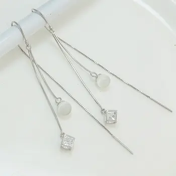 Ice River Genuine 925 Sterling Silver Women Earring Cat Eye Stone Charm Thread Line Long Tassel Earrings Female Elegant Dangle
Ice River Genuine 925 Sterling Silver Women Earring Cat Eye Stone Charm Thread Line Long Tassel Earrings Female Elegant Dangle