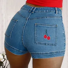 Summer Women Casual Sexy Short Jeans Cherry Print Denim Shorts Pockets Wash Embroidered Fringe Sweet Elastic Waist Female Cloth
Summer Women Casual Sexy Short Jeans Cherry Print Denim Shorts Pockets Wash Embroidered Fringe Sweet Elastic Waist Female Cloth