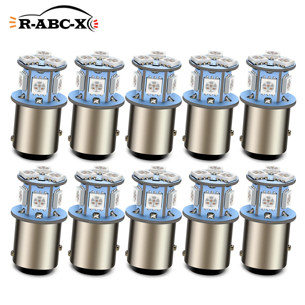 RUIANDSION 10 шт. 6 в 12 В 24 BA15D 1142 1157 BAY15D P21/5 Вт 5050 8SMD Белый Красный Янтарный сигнал