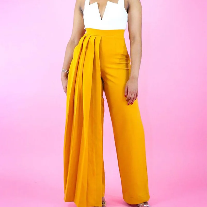 Yellow Wide Leg Pants Pleated High Waist with Zipper Elastic Large Size Women Trouses Autumn Winter Fashion Plus Size XXL New
Yellow Wide Leg Pants Pleated High Waist with Zipper Elastic Large Size Women Trouses Autumn Winter Fashion Plus Size XXL New