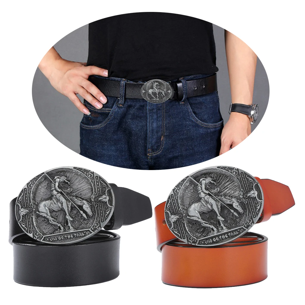 Rodeo Knight Oval Buckle Leather Belt Native Buckle Jeans Pants Accessories Rodeo Knight Oval Buckle Leather Belt Native Buckle Jeans Pants Accessories